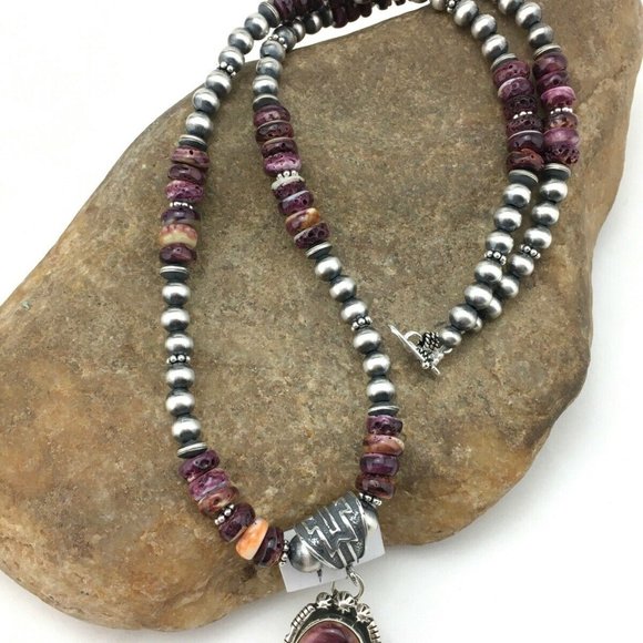 Women's Gift Navajo Purple Necklace Pendant Ln 22 - Picture 3 of 12